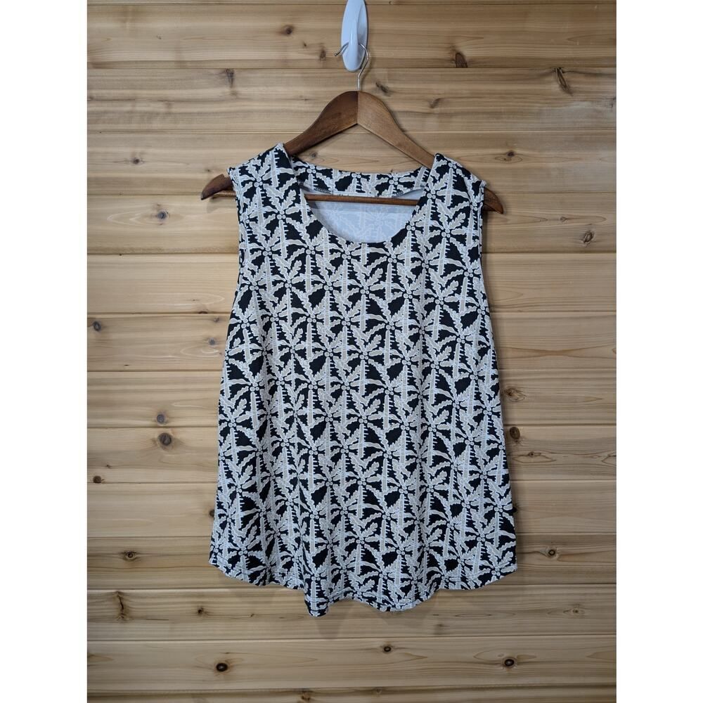 Patchington Top Womens XL Black Palm Print‎ Tank Beach Resortwear